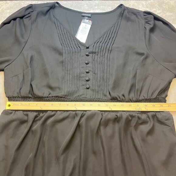 Torrid Button-Front Pleated Blouse Size 3X Sheer Smocked Waist Witchy Goth - Picture 9 of 10